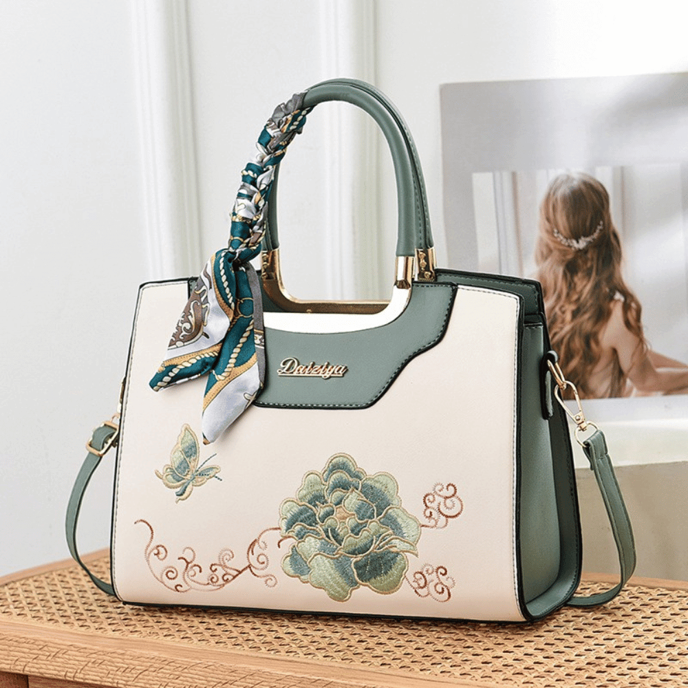 Embroidered Handbag with Scarf: Elegance in Its Most Artful Form