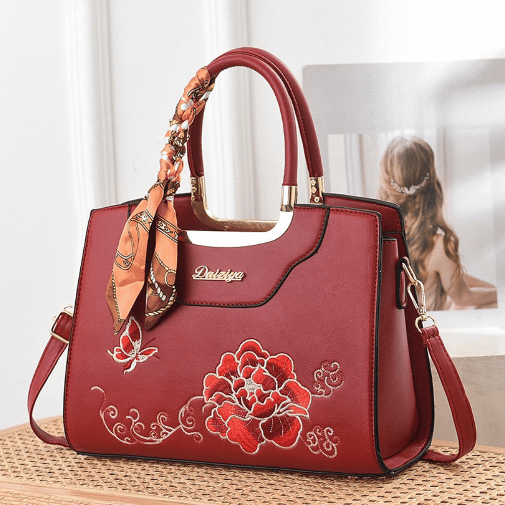 Embroidered Handbag with Scarf: Elegance in Its Most Artful Form