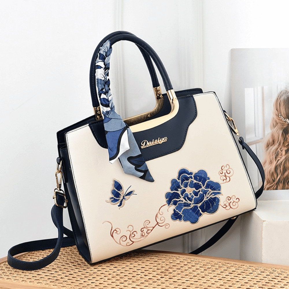Embroidered Handbag with Scarf: Elegance in Its Most Artful Form
